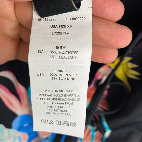 NWOT Laundry Black Tropical One Piece Bathing Suit XS - Picture 7 of 9